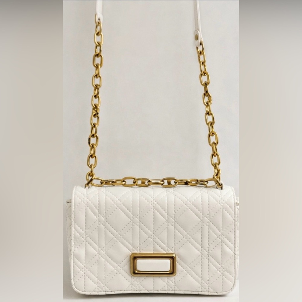 ZARA White Gold Chain Crossbody Bag